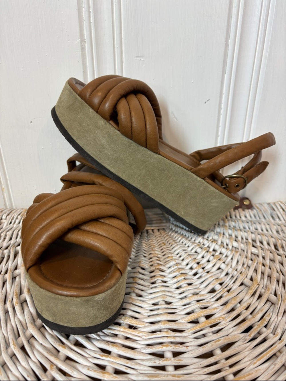 ISABEL MARANT Puffy Leather Platform Sandals Wrap Ankle EU 37 (read carefully)